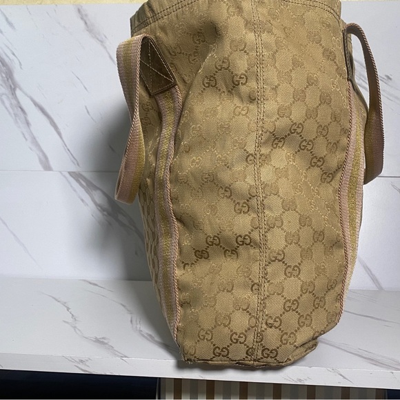 GUCCI GG Canvas Sherry Line Tote Bag Beige, Pink, & Gold - Picture 4 of 9